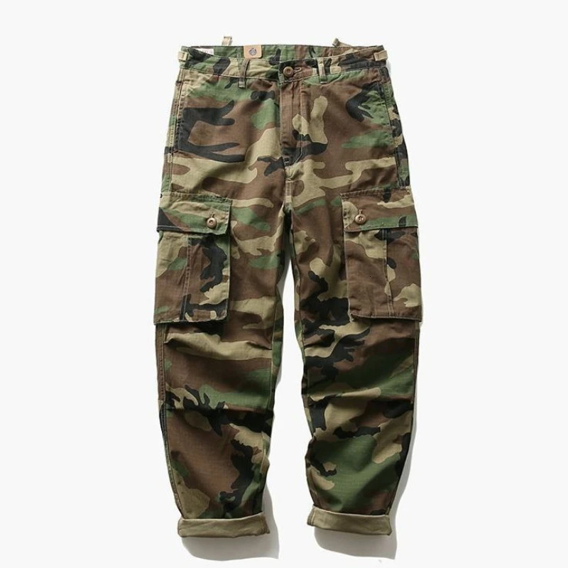 Camouflage Multi Pocket Straight Cargo Pants for Men Spring Summer Techwear Long Aesthetic in Emo Trousers Man 251128