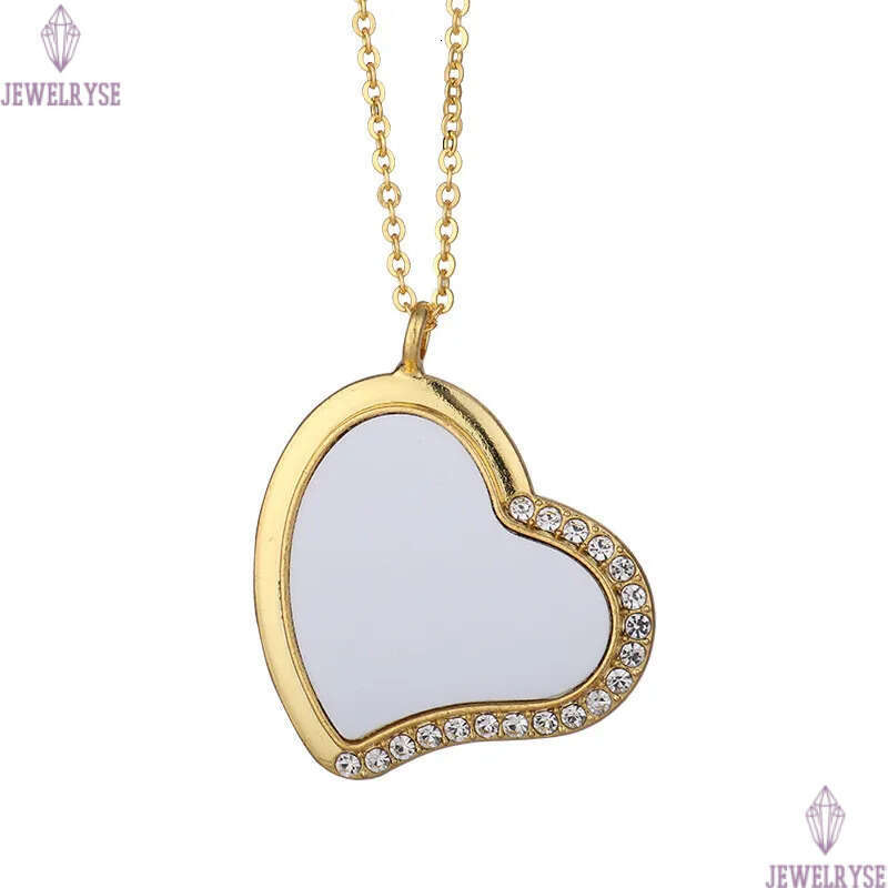 square sublimation blank gold designer jewelry mens necklace woman party Photo Frame Silver Cross Heart Rhinestone Pendant Necklaces for Lovers