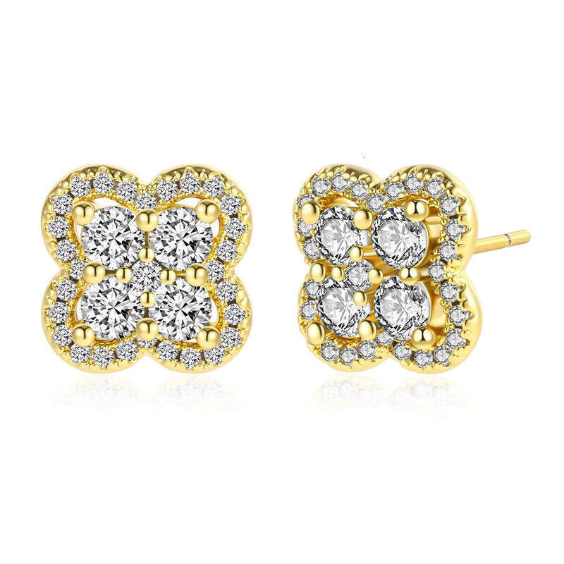 Wholesale Custom Four-Leaf Clover Jewelry VVS Moissanite Classic Women's Stud Earrings