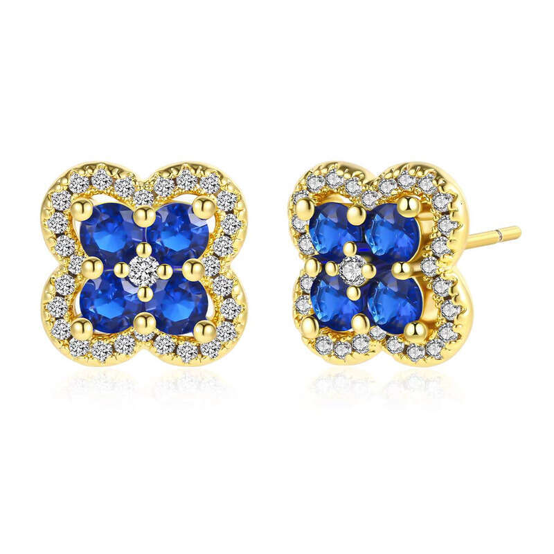 Wholesale Custom Four-Leaf Clover Jewelry VVS Moissanite Classic Women's Stud Earrings