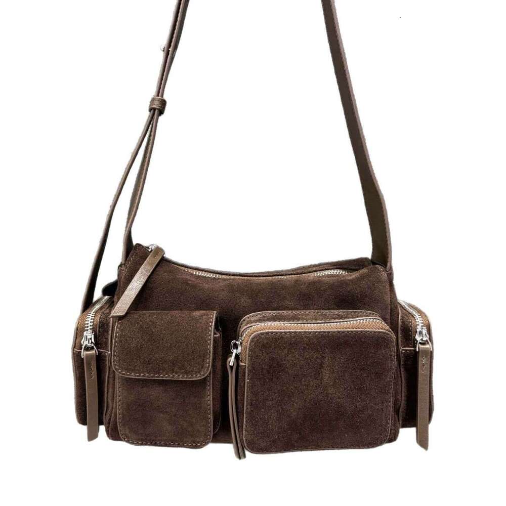 Luxury Designer Shoulder Totes Hobo High End Pocket Motorcycle Retro American Style Hot Girl Underarm Textured Top Layer Cowhide Single Crossbody Bag 