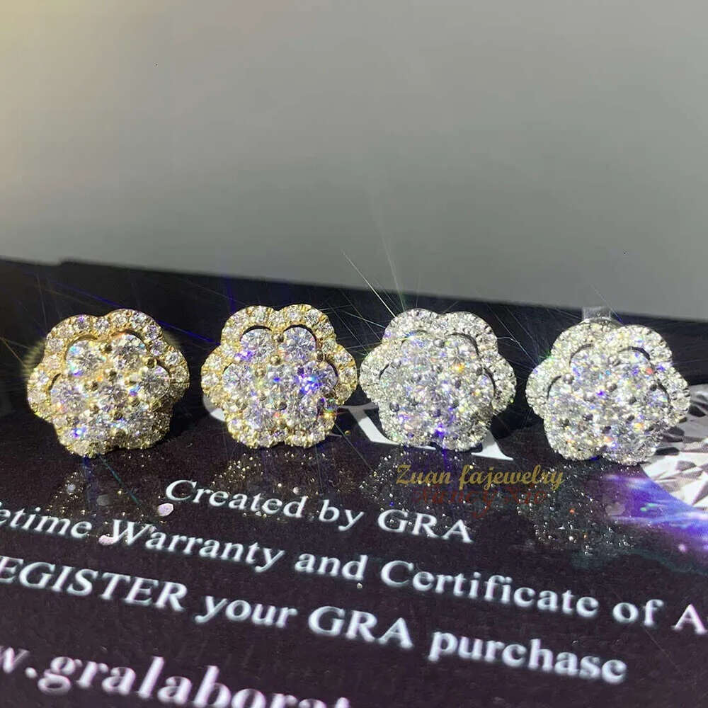 Hot Wholesale Unique Small Fancy Shiny 10K Real Gold Dia VVS Moissanite Stud Earrings For Men