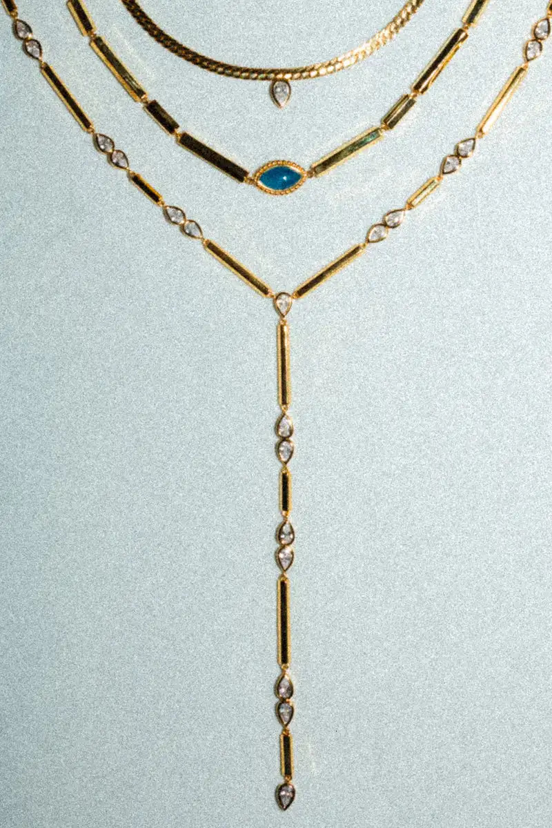 Geometric Bar Tear Drop Cubic Zirconia CZ Link Chain Long Y Lariat Sexy Women Fashion Necklace 2025 Arrived251201 - view 6