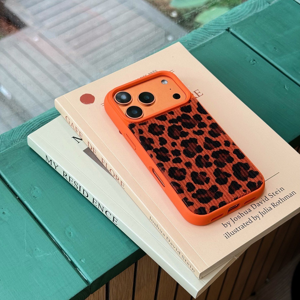 Corduroy Leopard Print Phone Case Compatible with iPhone 17 Apple 16 Max Autumn Winter 15 Pro European American 14 Women