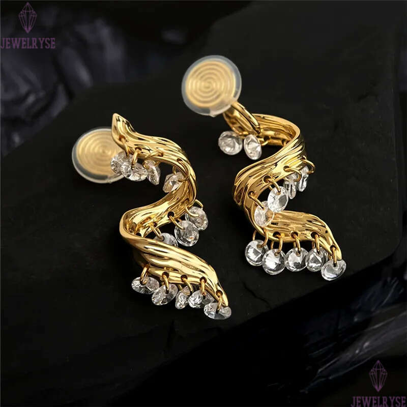 original 18k gold CZ tassels stud designer earring for woman travel charm AAA cubic zirconia earrings ear clip jewelry S925 silver needle womens frien