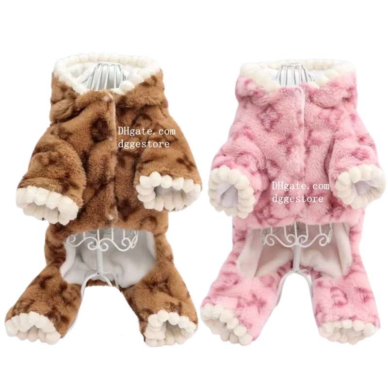 Designers Dog Clothes Soft Warm Pet Jumpsuits Puppy Winter Fluffy Four-Legged Clothes Luxury Printing Pets Hoodie for Small Dogs Yorkshire Poodle Silky Terrier Y418