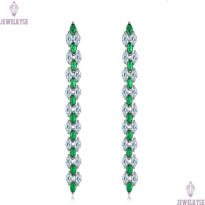 Top Grade Long Dangle designer earring 18 Water Drop Flowers White Green AAA Cubic Zirconia Copper 18k Gold Silver Earrings jewelry For Women Bride We