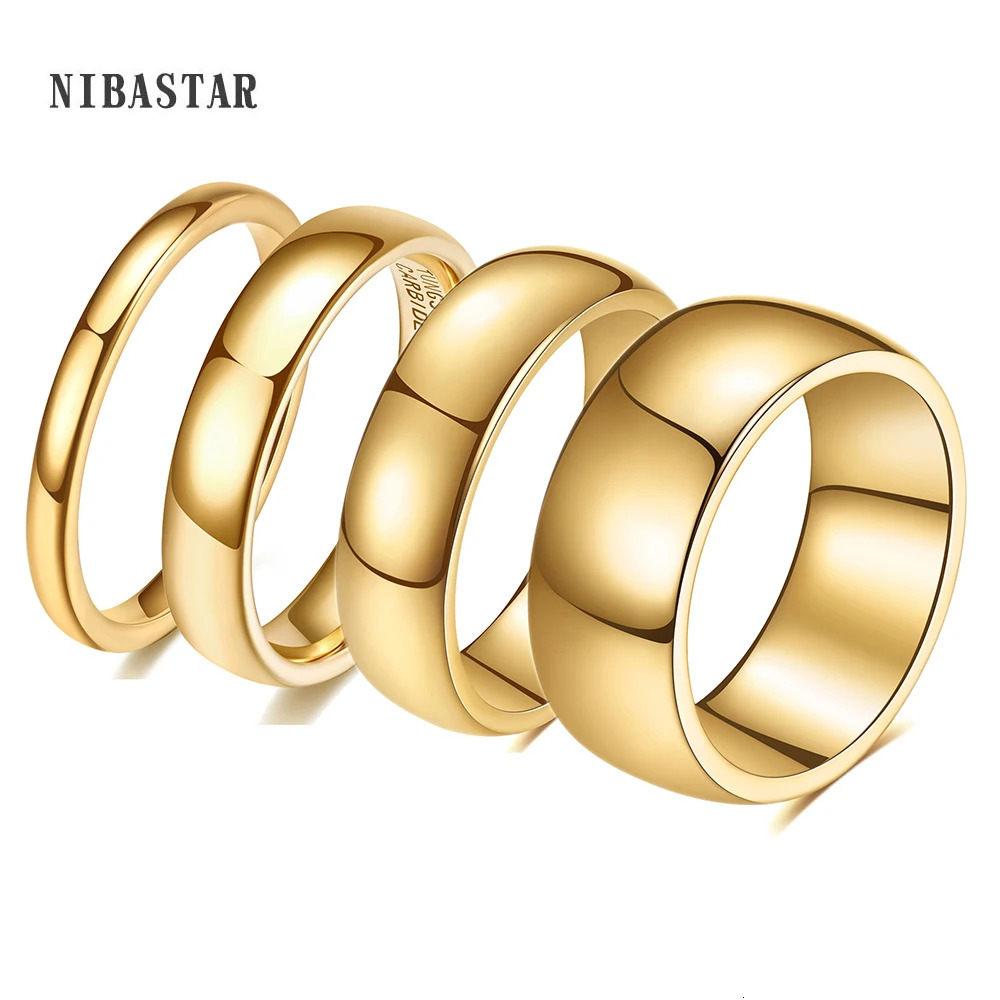 2/4/6/8mm Gold Domed High Polish Tungsten Wedding Band Ring for Men Women Size 5-12 251202