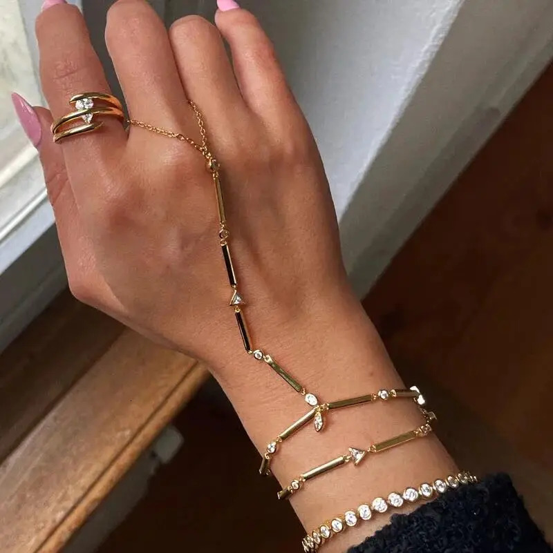 Geometric Bar Tear Drop Cubic Zirconia CZ Link Chain Long Y Lariat Sexy Women Fashion Necklace 2025 Arrived251201 - view 7