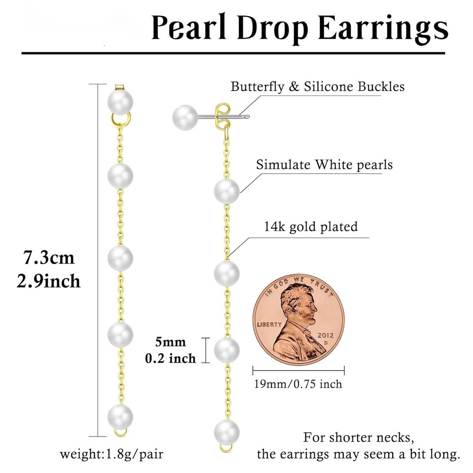 Pearl Earring for Women Gold Silver Plated Drop Earrings Summer White Dangle Jewelry Birthday Gift 251201