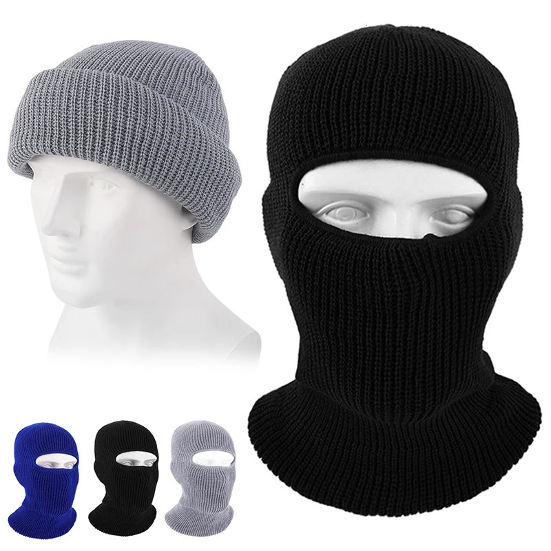 Motorcycle Windproof Full Face Knit Hats Custom SkiMask Men Warm Wool Balaclava embroidery Winter hats Knitted 1/3Holes Ski Mask 251128
