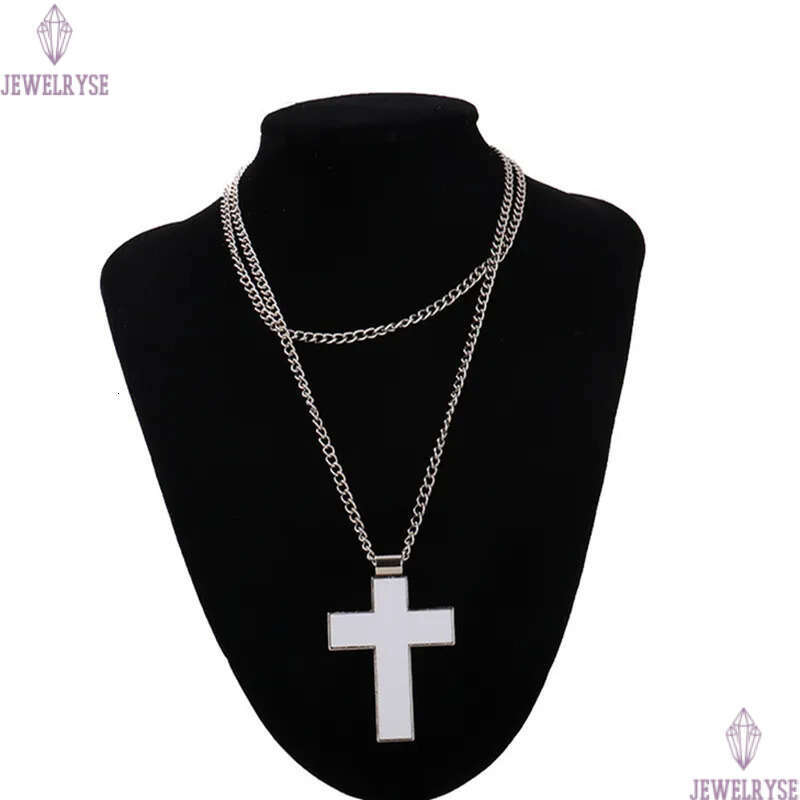 Fashion DIY sublimation blank mens silver cross necklace designer jewelry women man chain party Photo Frame Pendant for Couples Woman Necklaces Gift