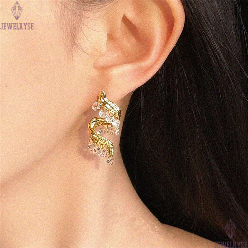 original 18k gold CZ tassels stud designer earring for woman travel charm AAA cubic zirconia earrings ear clip jewelry S925 silver needle womens frien