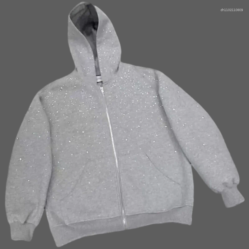 Men's Jackets Autumn And Winter Y2K Street Gothic Men Women Hip Hop Trend Diamond Design Loose Casual Hooded Sweatshirt