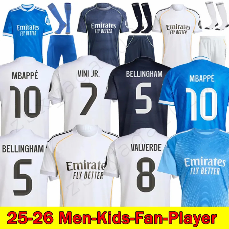 25 26 MBAPPE Outdoors Sports Clothes VINI JR BELLINGHAM 2025 2026 Home Away 3rd RODRYGO VALVERDE Arda Guler ENDRICK GONZALO MASTANTUONO COURTOIS Men Kids kit Uniform