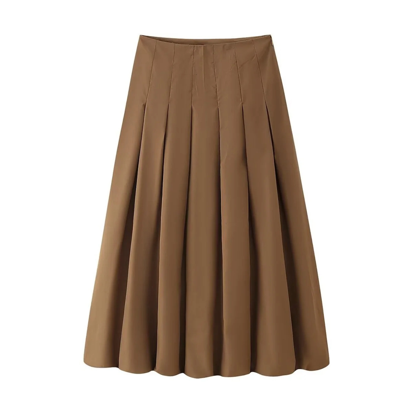 Womens Autumn Short Zipper Jacket Short Sleeved Top High Waisted Pleated Lantern Flower Bud Half Skirt Set 251204