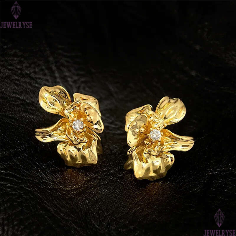 AAA cubic zirconia 18k gold flower CZ stud earring designer for woman home travel fashion earrings ear clip jewelry S925 silver needle daily outfit wo