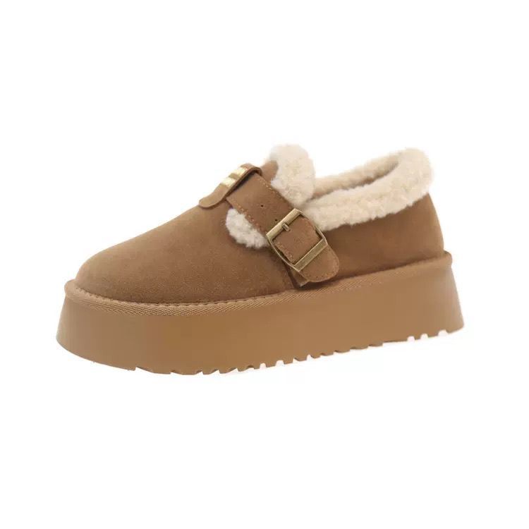 new Free shipping designer shoes Thick soled winter suede snow boots with warm cotton shoes on one foot