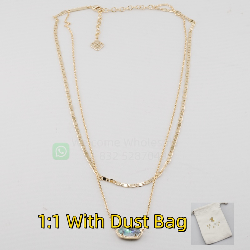 1pc Dust Bag 1:1 KS Jewelry Kendrascort Necklace 2 Layer Abalone Oval Pendant Necklaces Jewelry Woman Designer Scotts Chains Luxury Jewelry KTN046