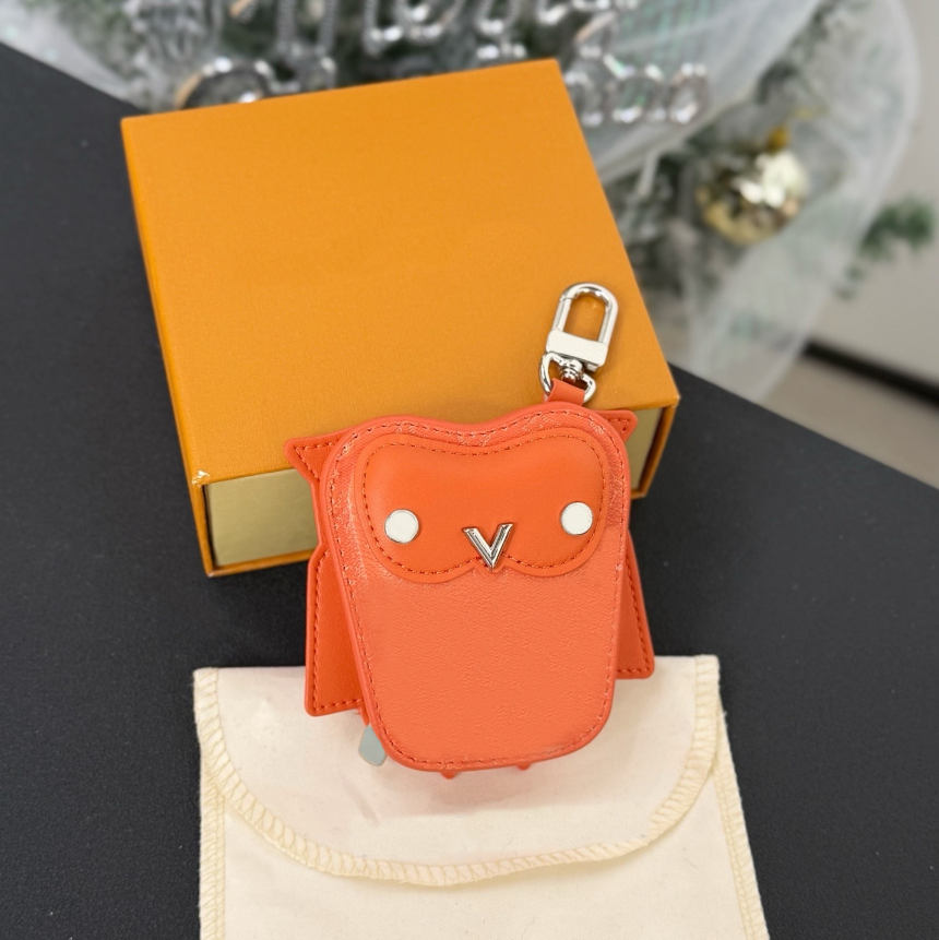 Luxury Bag Charm Leather Mini Owl bag Keychains Pendants Wallet headset Keyring Designer Cute Animal Owl Coin Purse Key Holder gift 7 Colors
