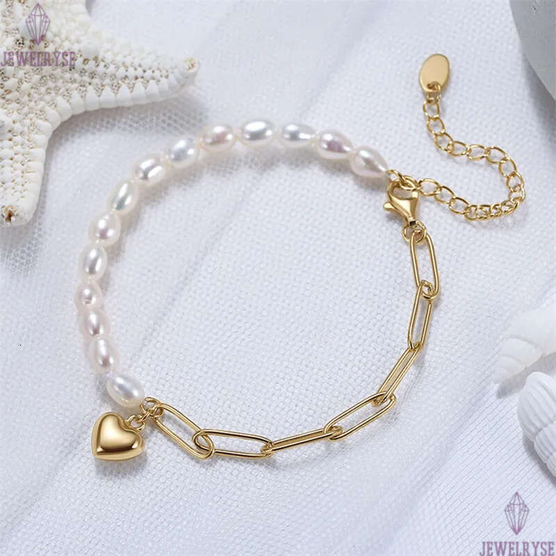 love heart gold bracelet designer woman natural pearl luxury s925 sterling silver link chain charm bracelets womens chains jewelry birthday valentines