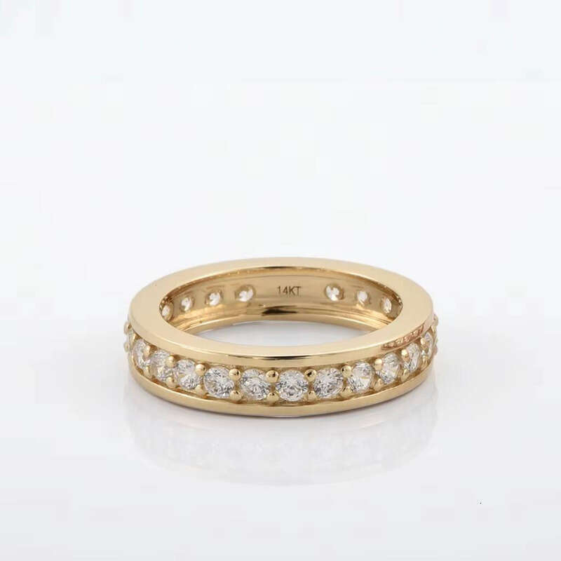 VVS Moissanite Chinese Channel Setting Women's Real Heart Exquisite Wedding and Fiancee 18k Gold Jewelry Ring