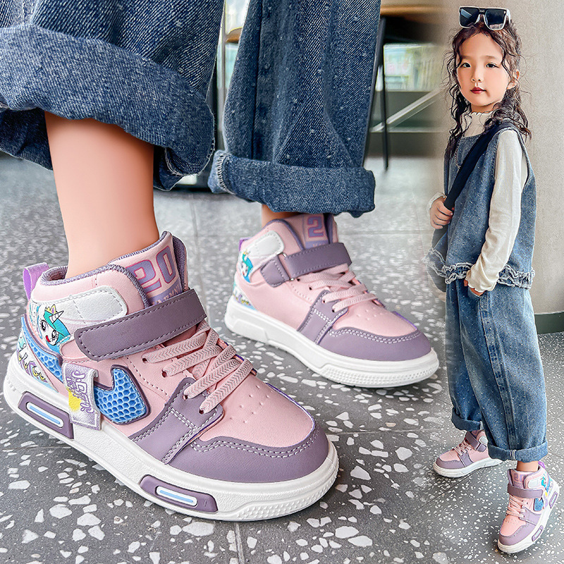 New design Children's mid-top sneakers 2025 Autumn New Korean style fashionable soft-soled anti-slip comfortable Versatile sports casual shoes Fr