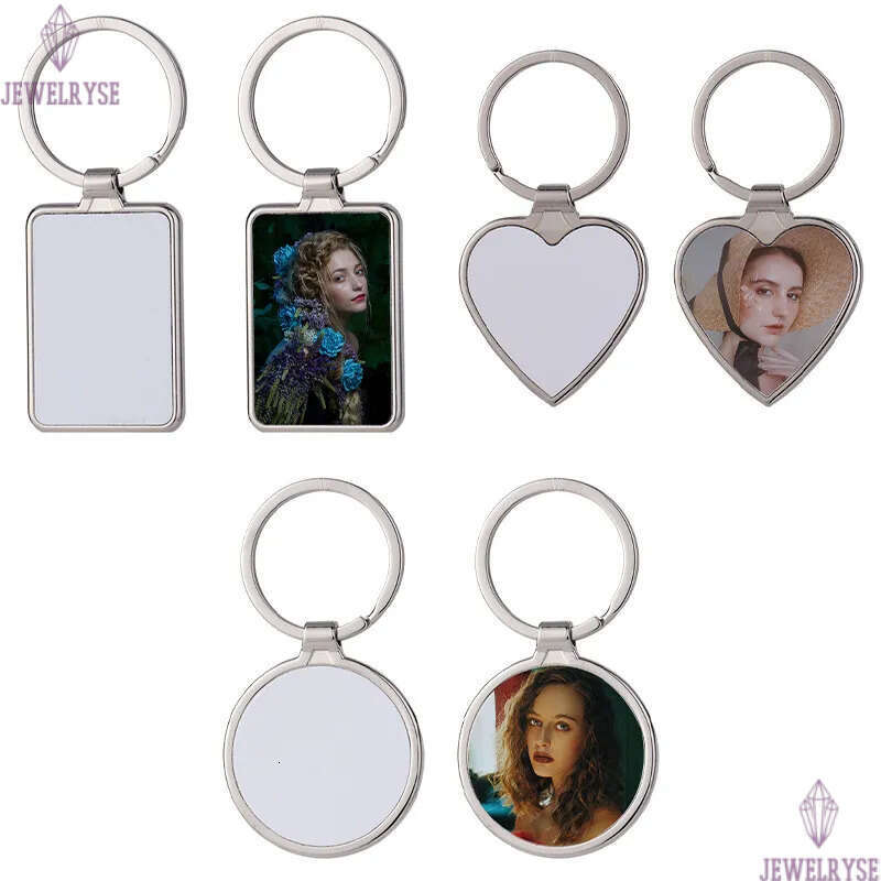 Sublimation blank DIY keychains heart round designer keychain wallet Handbag Square Lover Keychains Car Key Ring for Woman Man Valentine's Day Ch