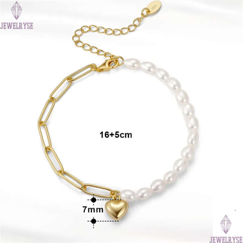 love heart gold bracelet designer woman natural pearl luxury s925 sterling silver link chain charm bracelets womens chains jewelry birthday valentines