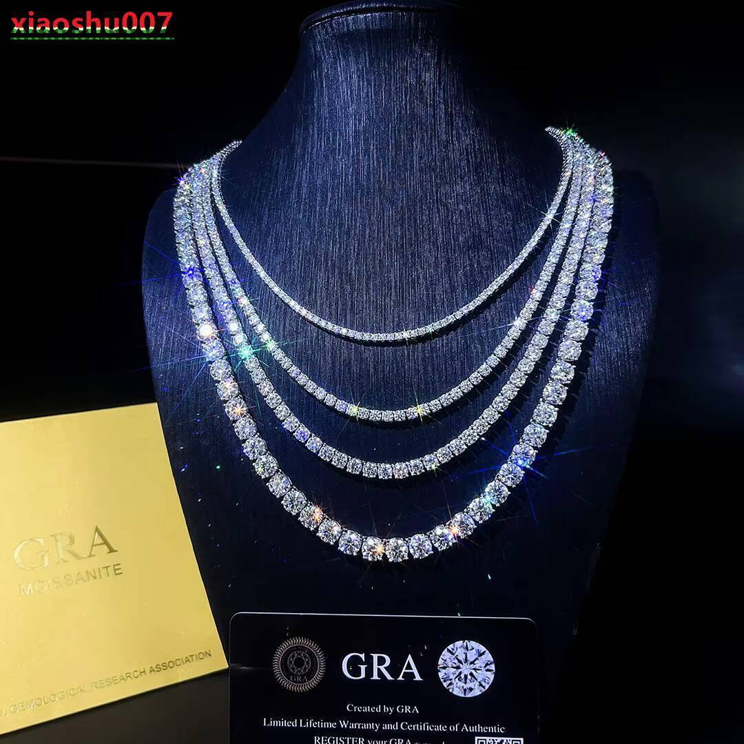Drop Shipping 3mm 16/18/20/22/24 Inches VVS Moissanite Tennis Chain 925 Sterling Silver Diamond Tennis Chain Necklace Men Chain