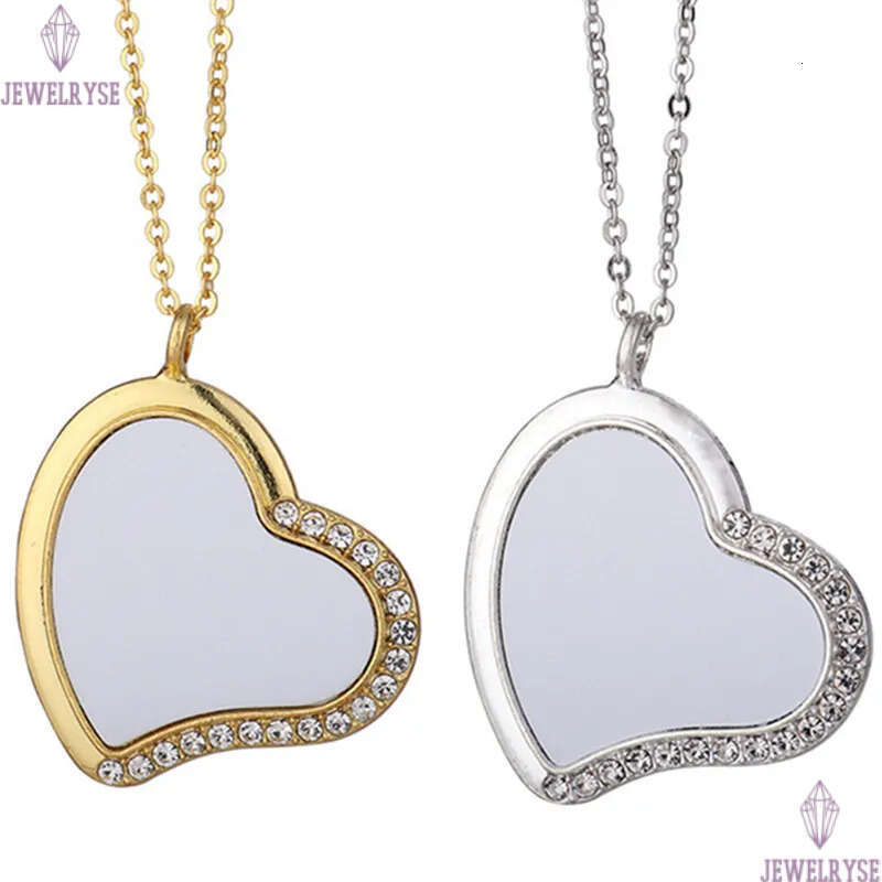 square sublimation blank gold designer jewelry mens necklace woman party Photo Frame Silver Cross Heart Rhinestone Pendant Necklaces for Lovers