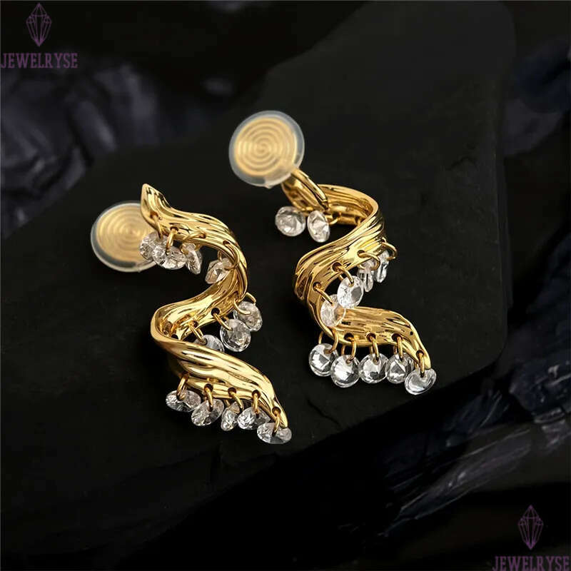original 18k gold CZ tassels stud designer earring for woman travel charm AAA cubic zirconia earrings ear clip jewelry S925 silver needle womens frien