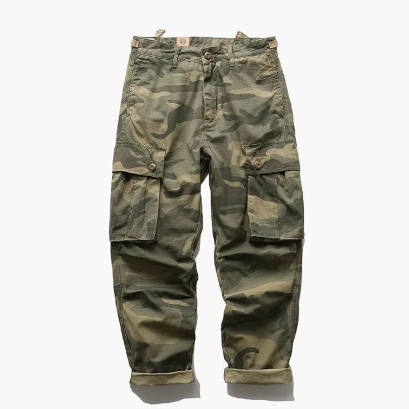 Camouflage Multi Pocket Straight Cargo Pants for Men Spring Summer Techwear Long Aesthetic in Emo Trousers Man 251128