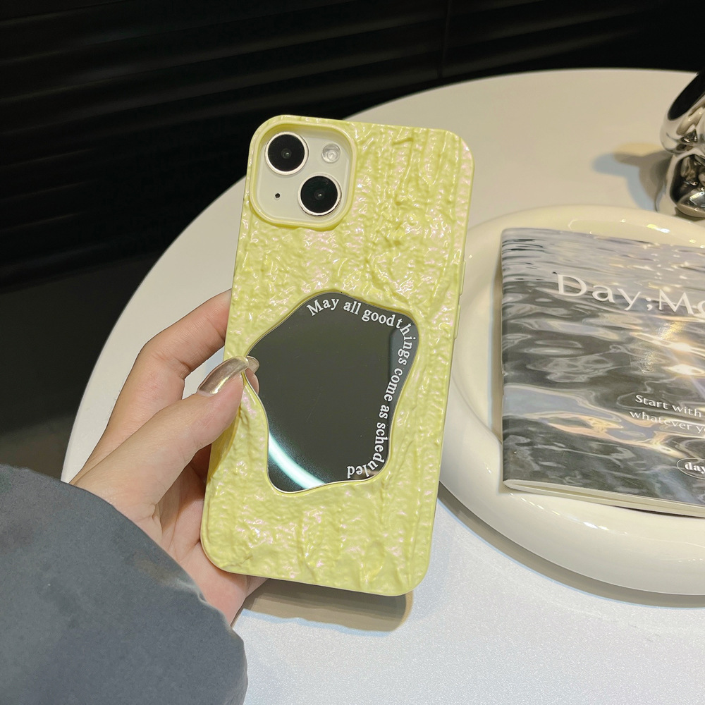 Dopamine Solid Color Wrinkle Mirror iPhone 17 Pro Max Apple 16 Phone Case 15 High-end Feel 14 for Women