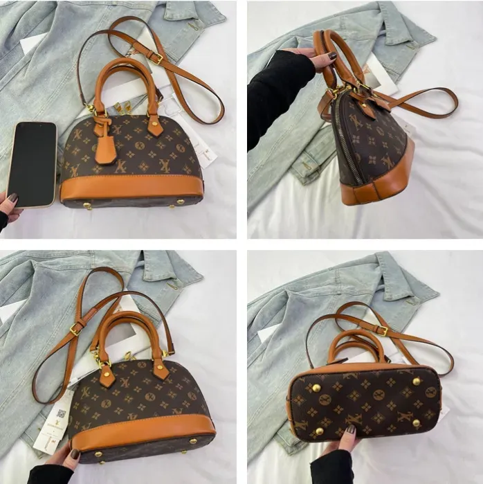 Light luxury Fashionable female Advanced printed retro light luxury hand-held vintage flower shell bag new versatile and temperament crossbody bag shoulder bag