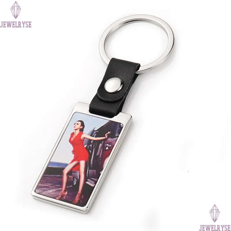 Fashion Thermal Transter DIY sublimation blank kechains leather square round oval kechain photo frame kering Silver Plated Allo Car Ke Ring Souvenir