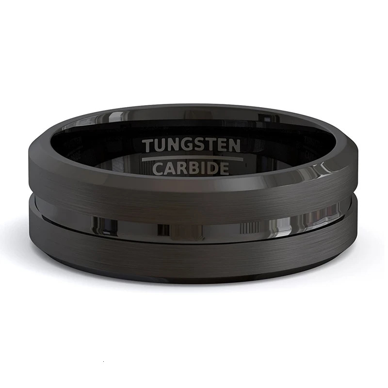 8mm Men Rings Jewelry Black Groove Matte Stainless Steel Wedding Engagement Party Gift Anniversary Rings Jewelry 251205