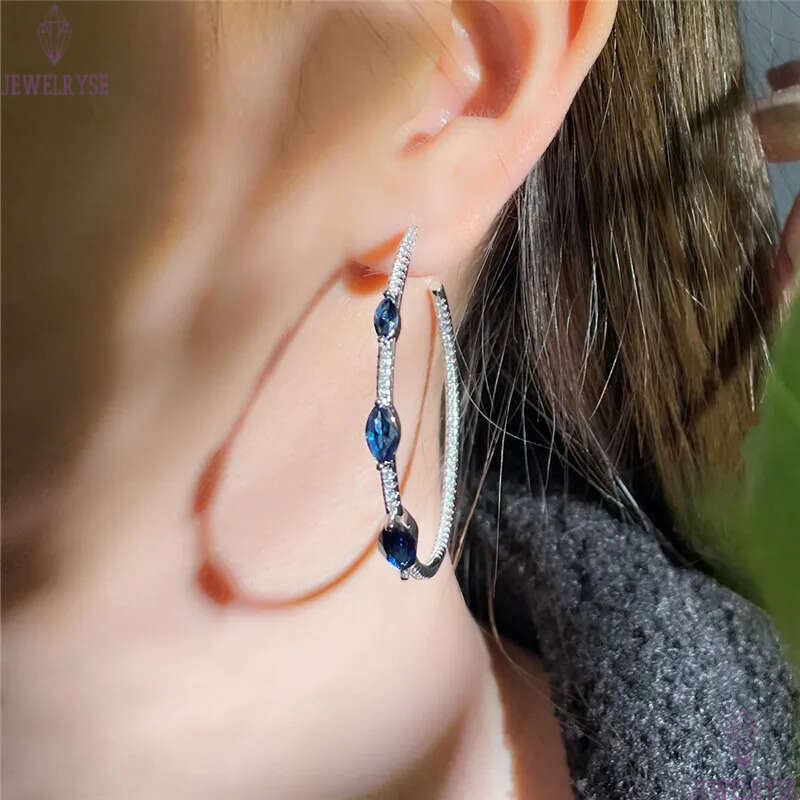 fashion green hoop earrings designer circle 925 sterling silver post blue AAA cubic zirconia copper dimond earring for woman jewelry gift bride weddin