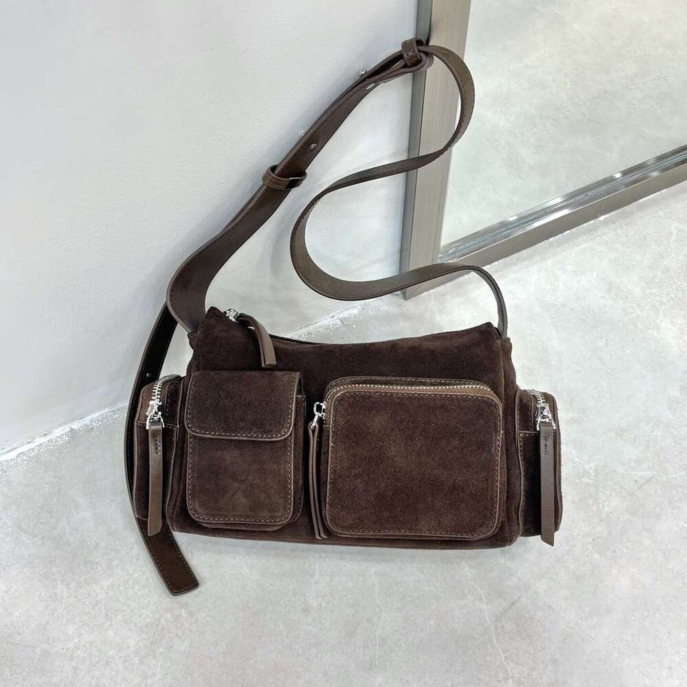 Luxury Designer Shoulder Totes Hobo High End Pocket Motorcycle Retro American Style Hot Girl Underarm Textured Top Layer Cowhide Single Crossbody Bag 