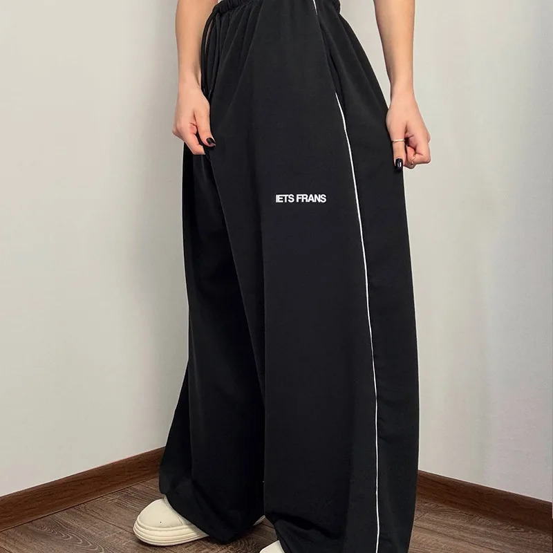 American wide leg sports womens autumn versatile loose fit slimming high waist straight leg casual sweatpants 251204