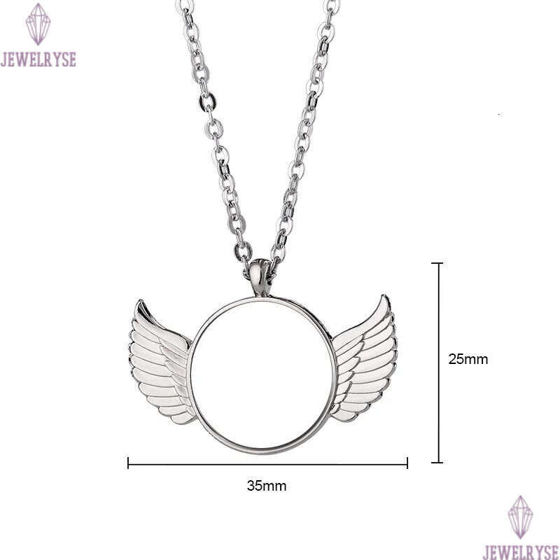 trendy DIY thermal transter sublimation blank woman angel wing round silver mens necklace designer jewelry Pendant Necklaces for man Anniversary Gift