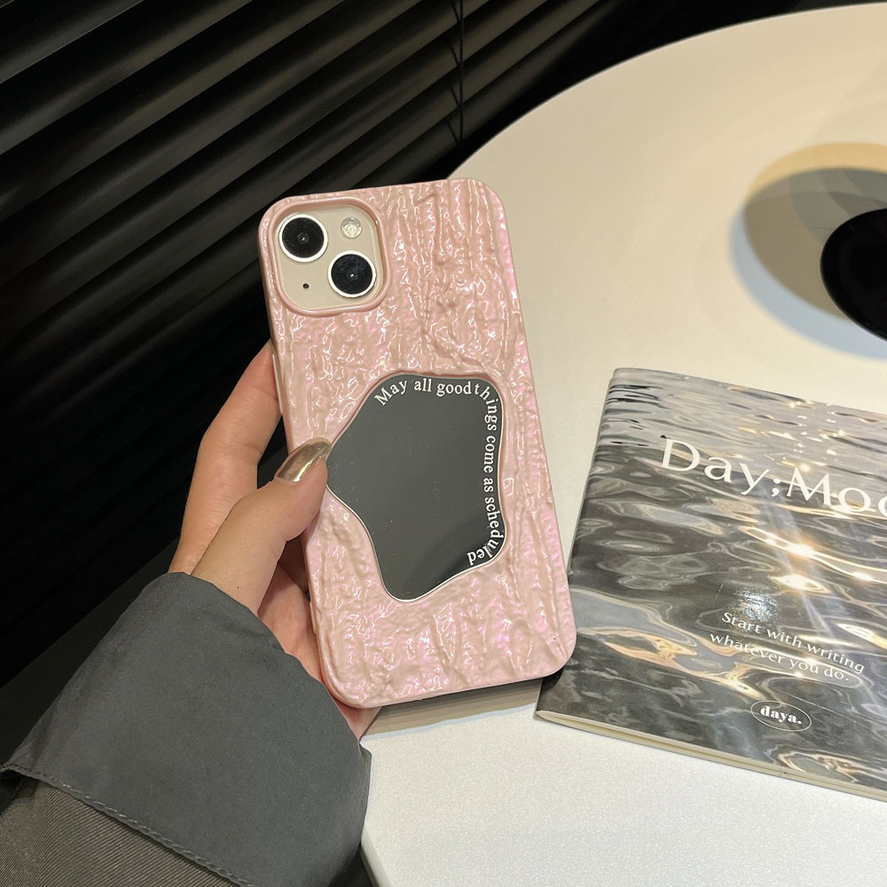 Dopamine Solid Color Wrinkle Mirror iPhone 17 Pro Max Apple 16 Phone Case 15 High-end Feel 14 for Women