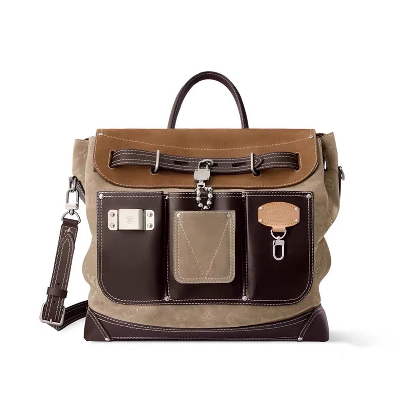 Steamer 40 Suede Leather Designerlv Bag Workwear Briefcase Adjustable Shoulder Vintage Bag Outdoor Working Bags Men Brown