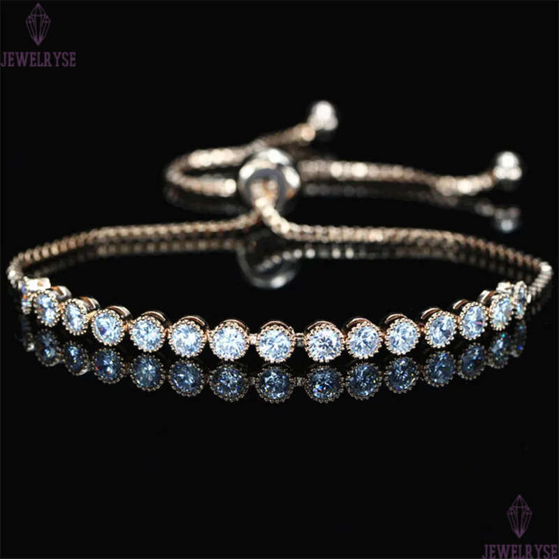 Classical 3A Cubic Zirconia Tennis bracelet Rose Gold Bracelets Copper White Round Diamond Luxury designer jewelry For Women Party Friend Girls Gift W