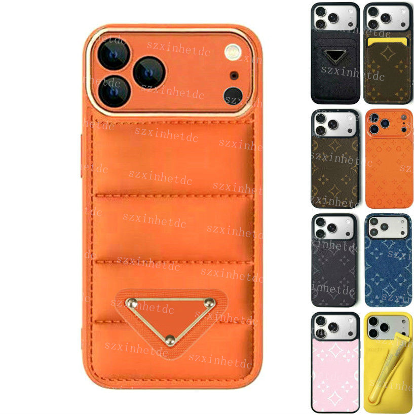 Phone Case Designer Wallet Luxury Down iPhone Cases for iphone 17 Pro Max 16 Plus 15 14 13 ProMax Denim Leather Card Holder Cover iPhone17 17Pro Fashion lip gloss Case