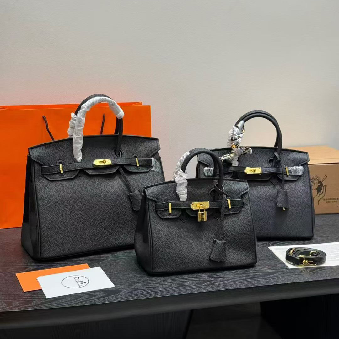 Designer bag Womens orange Handbag 25cm 30cm 35cm Genuine 3 size Leather Handmade Lock Inner Lychee peel Shoulder Bag quality Calfskin handbag 10A.