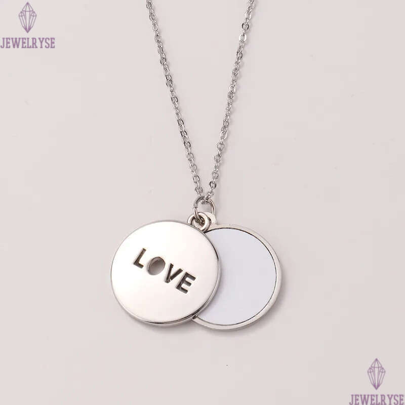 Fashion Thermal Transter Sublimation Blank Necklace Heart Love Pendants Necklaces DIY Silver Valentines Day Gift Lovers Designer Jewelry For Women Men