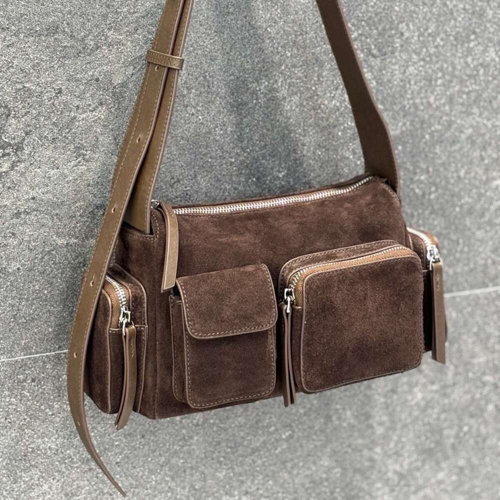 Luxury Designer Shoulder Totes Hobo High End Pocket Motorcycle Retro American Style Hot Girl Underarm Textured Top Layer Cowhide Single Crossbody Bag 