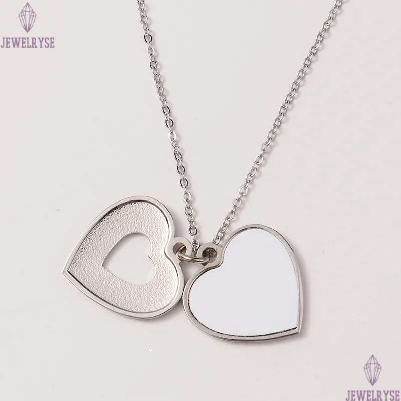 Fashion Thermal Transter Sublimation Blank Necklace Heart Love Pendants Necklaces DIY Silver Valentines Day Gift Lovers Designer Jewelry For Women Men