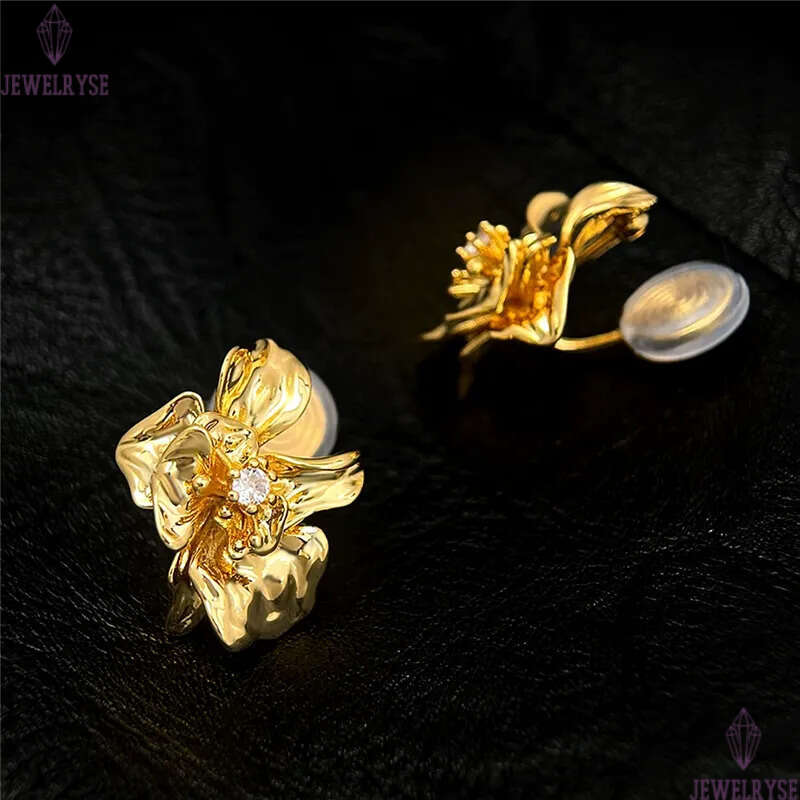 AAA cubic zirconia 18k gold flower CZ stud earring designer for woman home travel fashion earrings ear clip jewelry S925 silver needle daily outfit wo